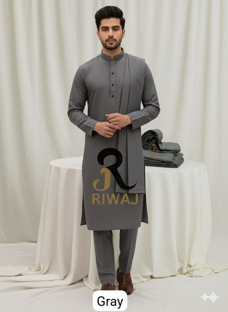 Charsadda Handmade Kadhar For Men 100% Pure Wool ( Grey  ) Open allowed
