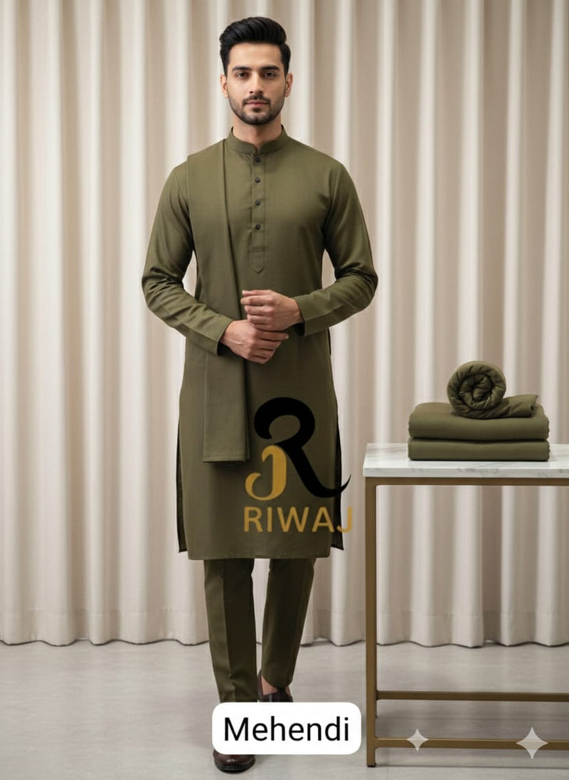 Charsadda Handmade Kadhar For Men 100% Pure Wool ( Mehndi   ) Open Allowed