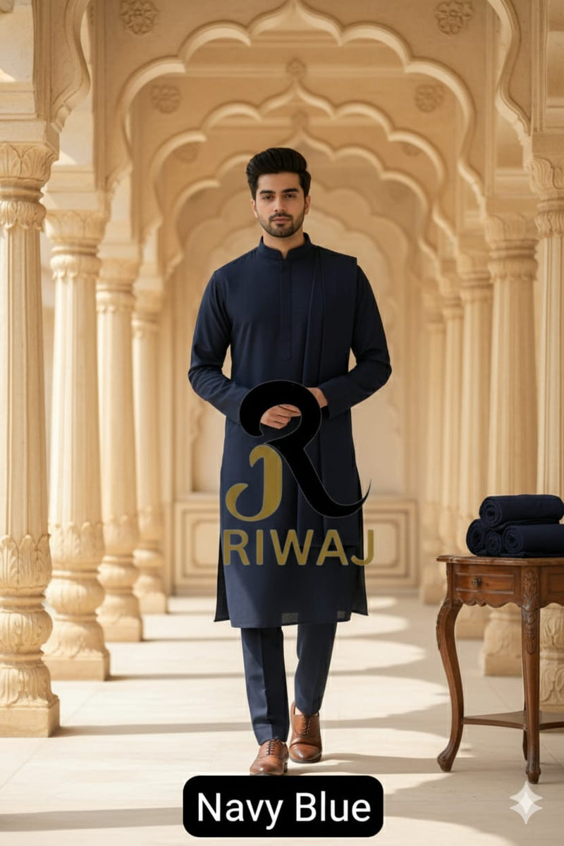 Charsadda Handmade Kadhar For Men 100% Pure Wool (Navy Blue ) Open Allowed
