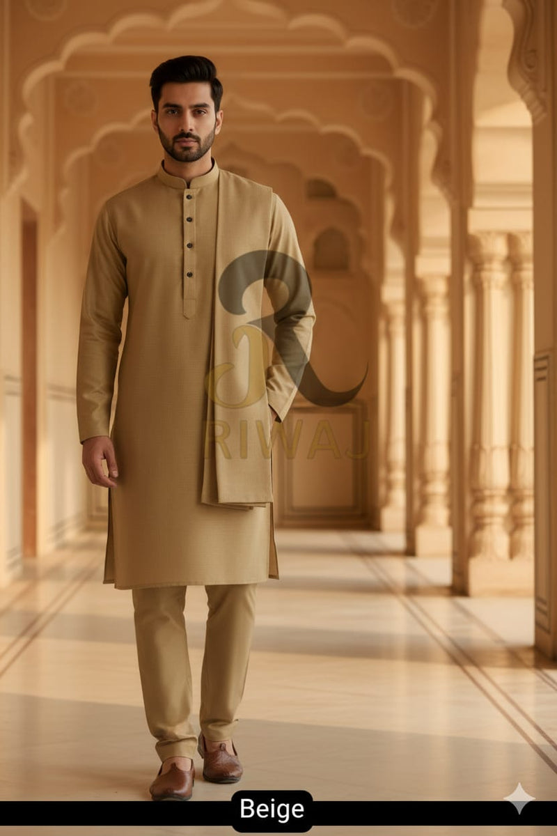 Charsadda Handmade Kadhar For Men 100% Pure Wool ( Biege  ) Open allowed