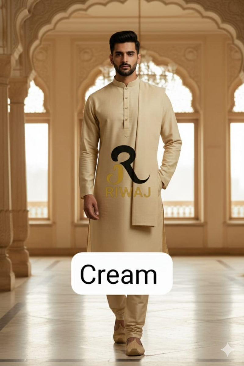 Charsadda Handmade Kadhar For Men 100% Pure Wool (Cream) Open Allowed